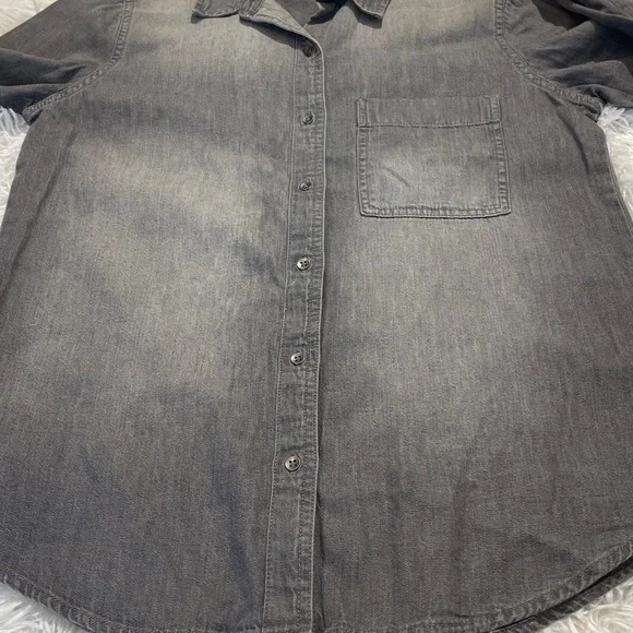 BANANA REPUBLIC WOMENS Casual Gray Button Down Shirt SIZE M - Picture 6 of 9